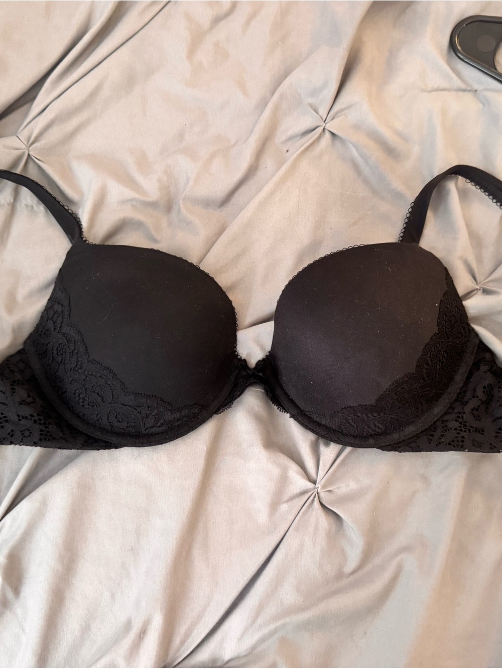 Victoria’s Secret 34D Black Lace-Trim Molded Push-Up Bra - Women Intimates